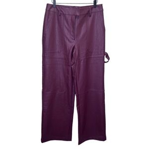 Y2K Forever 21 Burgundy Faux Leather Wide Leg Pants Size XL